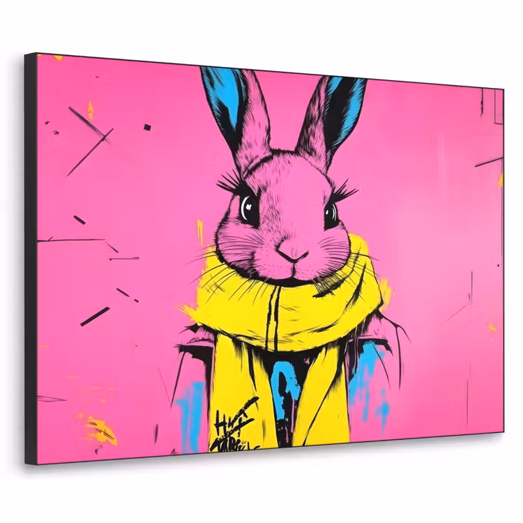 Art Frame - Konijn - Felroze - Sjaal - Abstract — 1