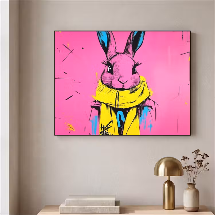 Art Frame - Konijn - Felroze - Sjaal - Abstract — 5