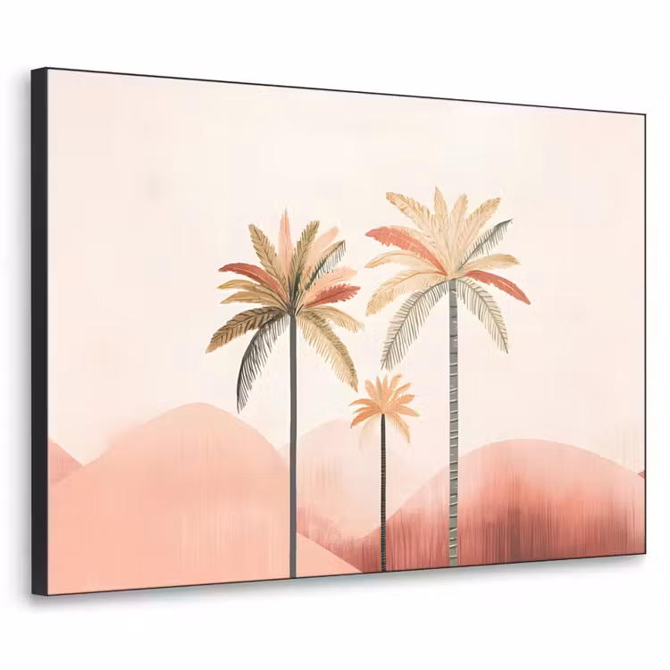 Art Frame - Palmbomen - Heuvels - Minimalistisch - Zachtroze — 1