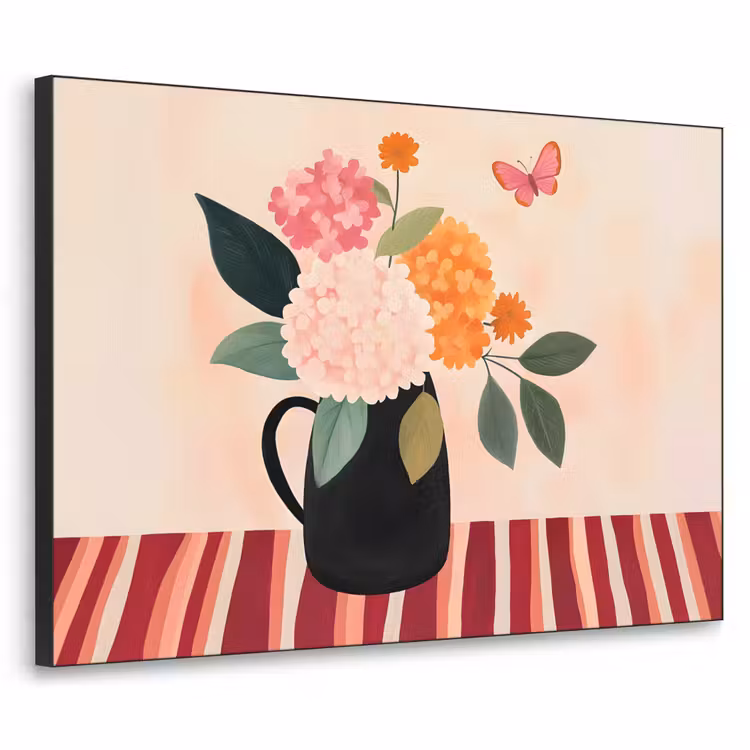 Art Frame - Vaas - Bloemen - Vlinder - Rood — 1
