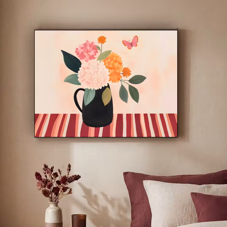 Art Frame - Vaas - Bloemen - Vlinder - Rood — 3