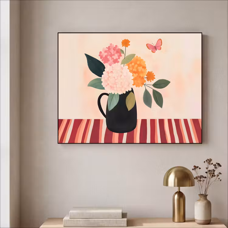 Art Frame - Vaas - Bloemen - Vlinder - Rood — 5