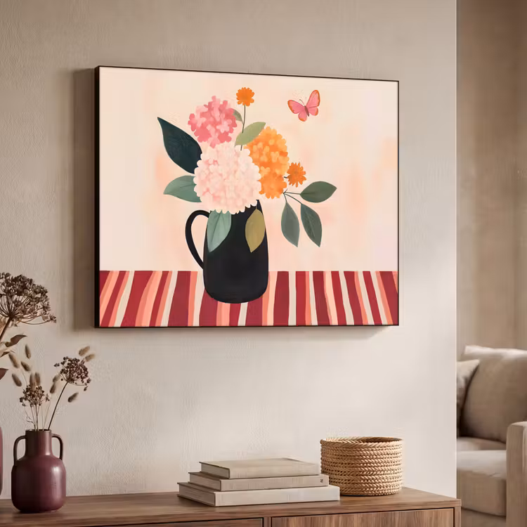 Art Frame - Vaas - Bloemen - Vlinder - Rood — 7