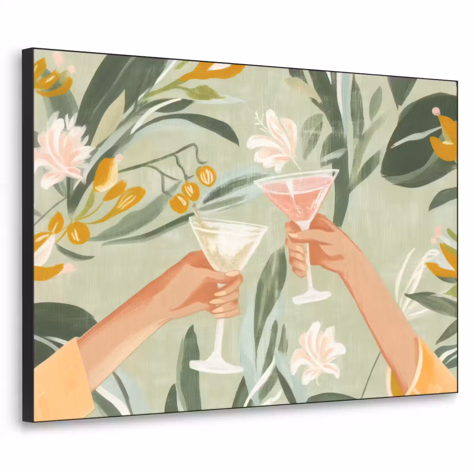 Art Frame - Glazen - Proosten - Bladeren - Groen — 1