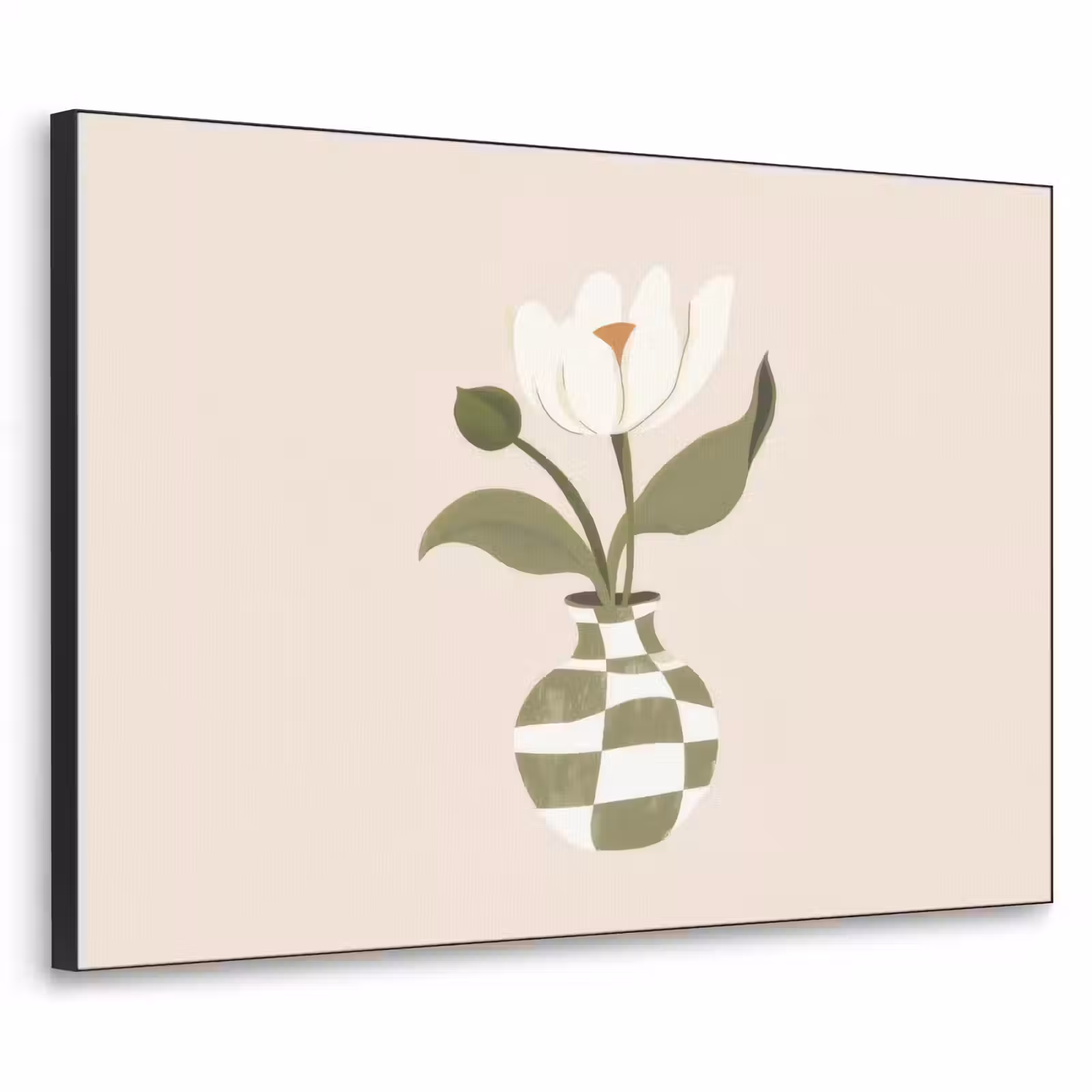 Art Frame - Vaas - Geruit - Bloem - Groen — 1