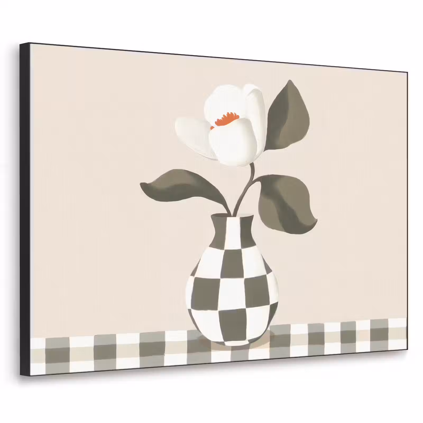 Art Frame - Vaas - Geruit - Groen - Bloem — 1