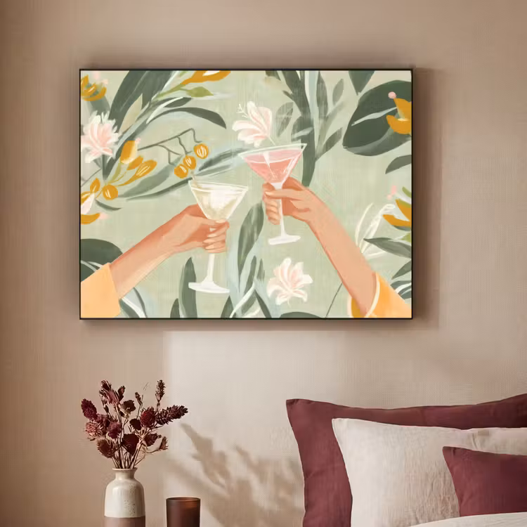 Art Frame - Glazen - Proosten - Bladeren - Groen — 3