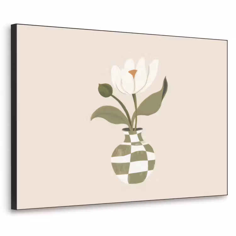 Art Frame - Vaas - Geruit - Bloem - Groen — 1