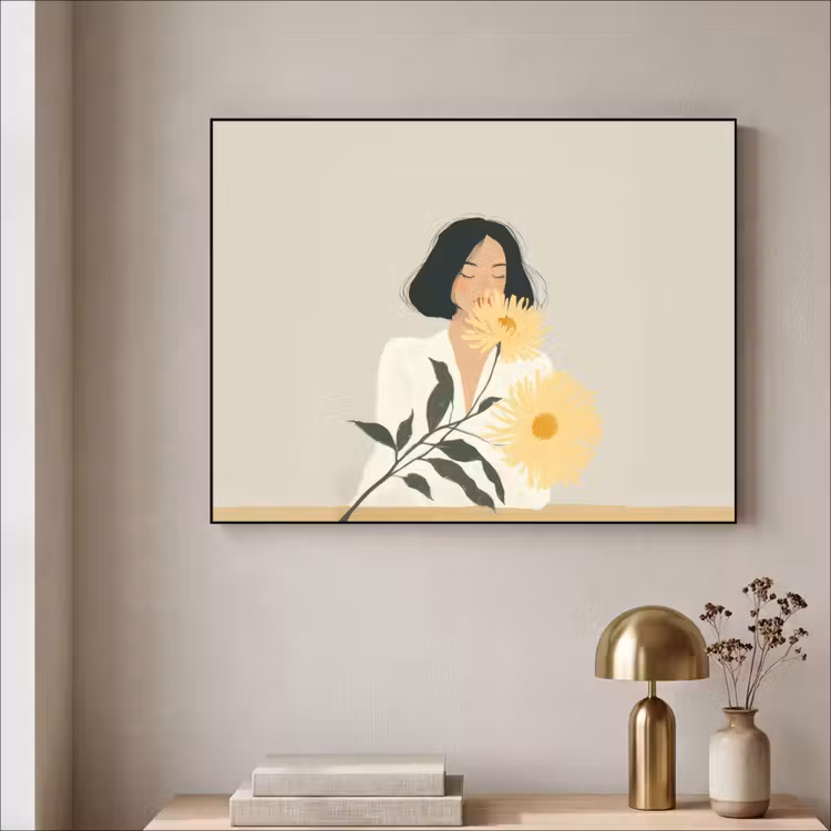 Art Frame - Vrouw - Bloem - Geel - Minimalistisch — 5