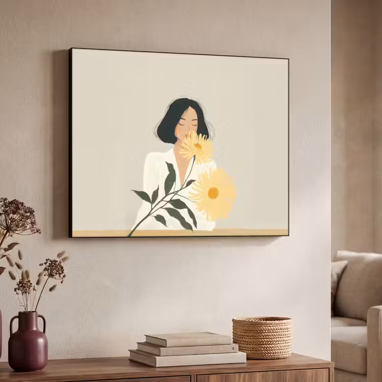 Art Frame - Vrouw - Bloem - Geel - Minimalistisch — 7