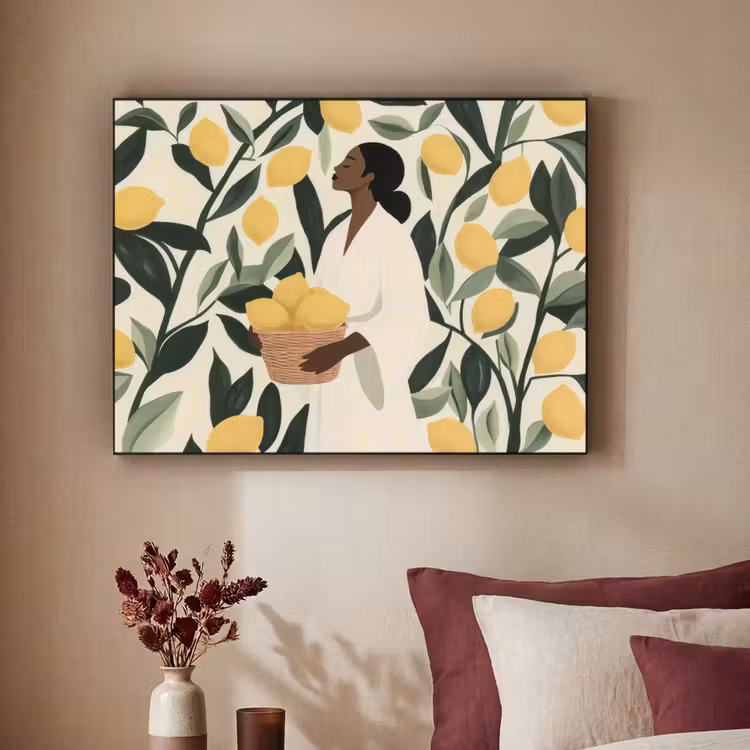 Art Frame - Vrouw - Mand - Citroenen - Bladeren — 3