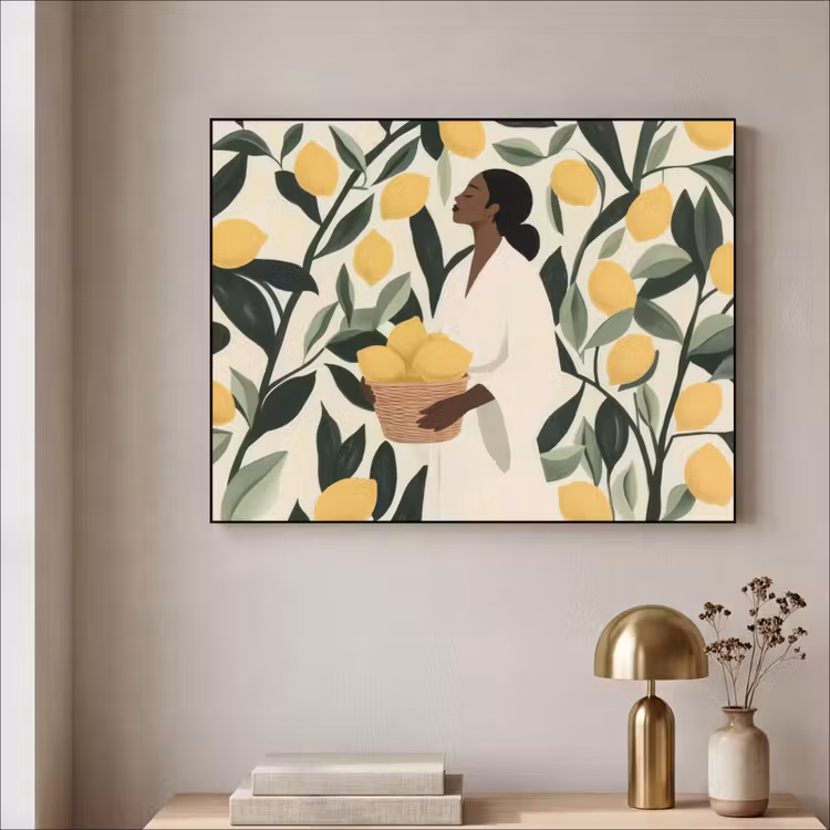 Art Frame - Vrouw - Mand - Citroenen - Bladeren — 5