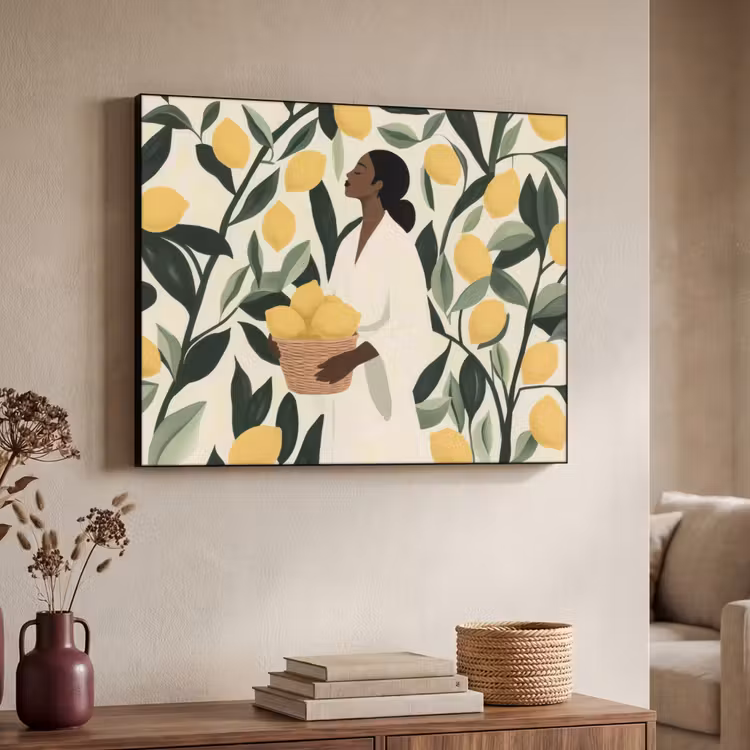 Art Frame - Vrouw - Mand - Citroenen - Bladeren — 7