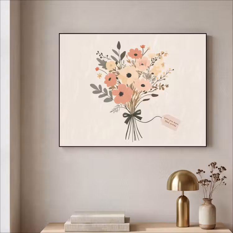 Art Frame - Bloemen - Quote - Beige - Lint — 5