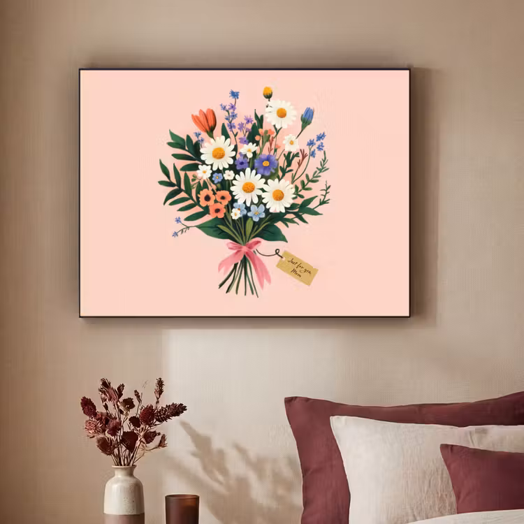 Art Frame - Margrieten - Boeket - Strikje - Roze — 3