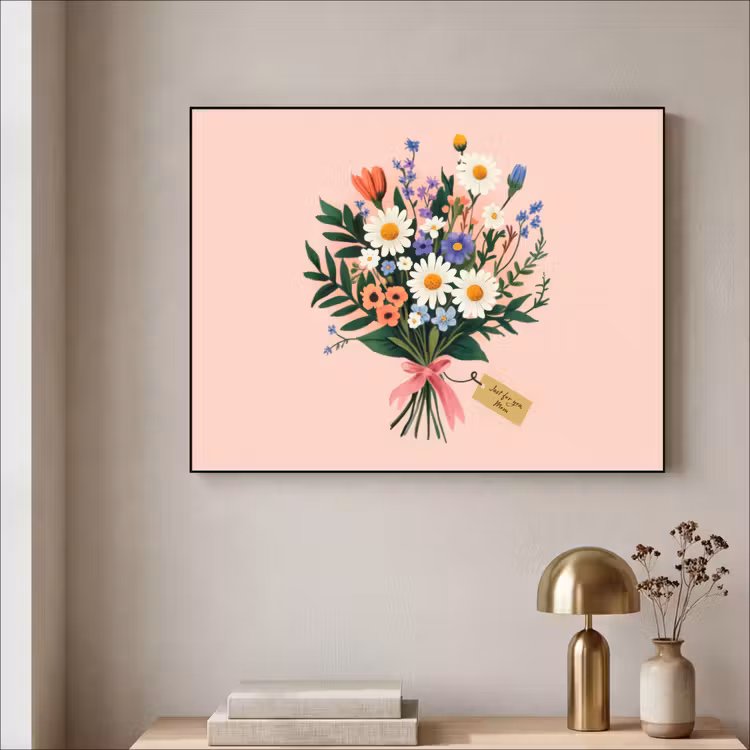 Art Frame - Margrieten - Boeket - Strikje - Roze — 5