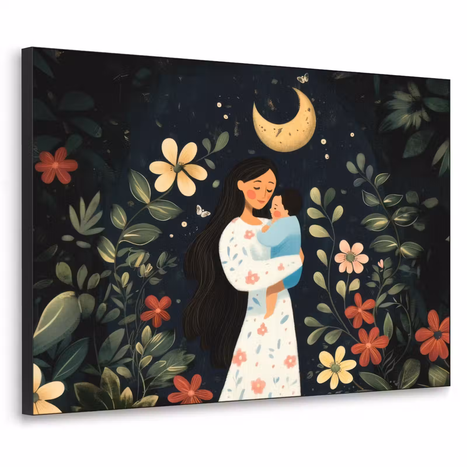Art Frame - Moeder - Kind - Kleurrijk - Bloemen — 1
