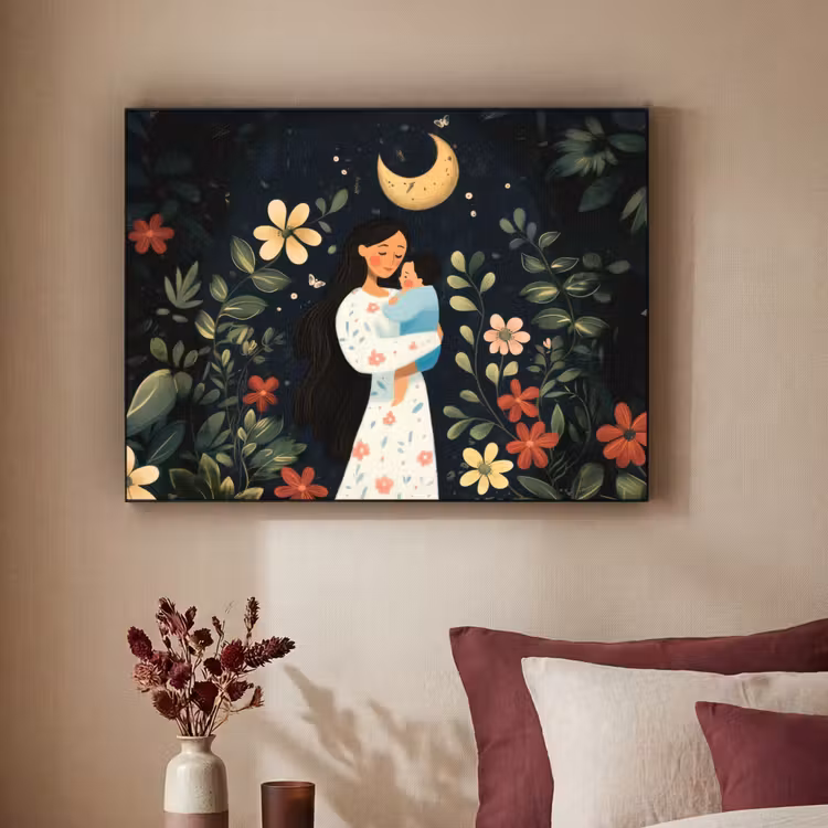 Art Frame - Moeder - Kind - Kleurrijk - Bloemen — 3