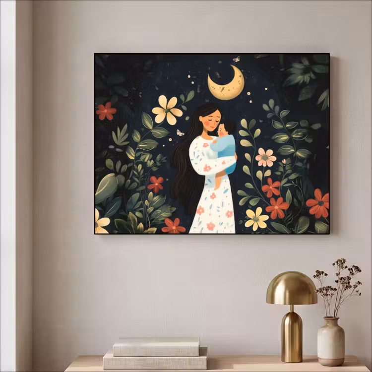 Art Frame - Moeder - Kind - Kleurrijk - Bloemen — 5