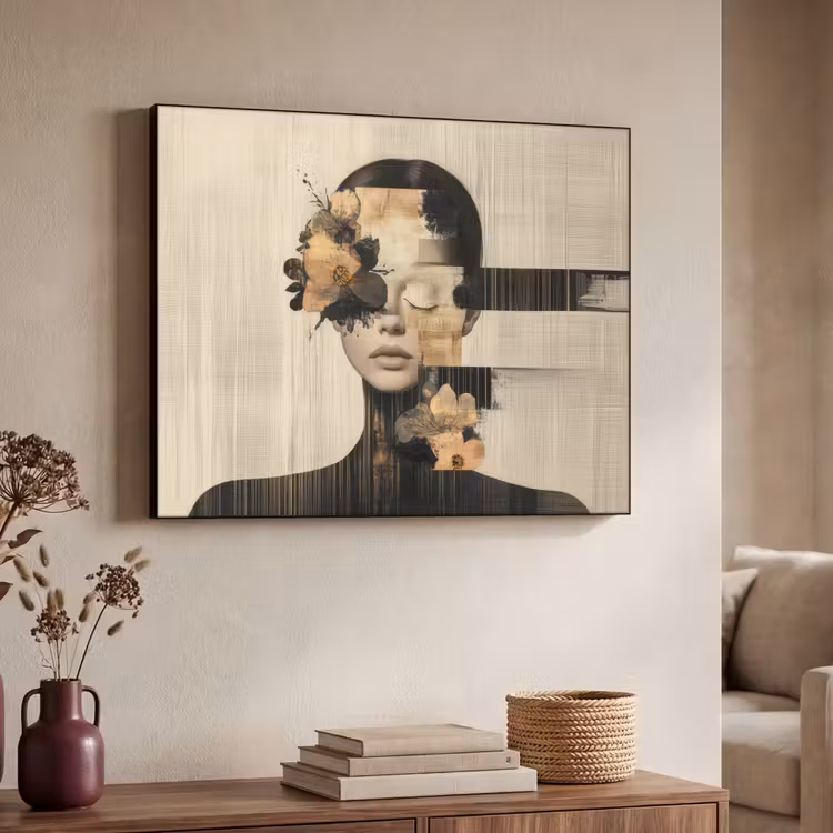 Art Frame - Gezicht - Bloemen - Zwart - Vrouw — 7