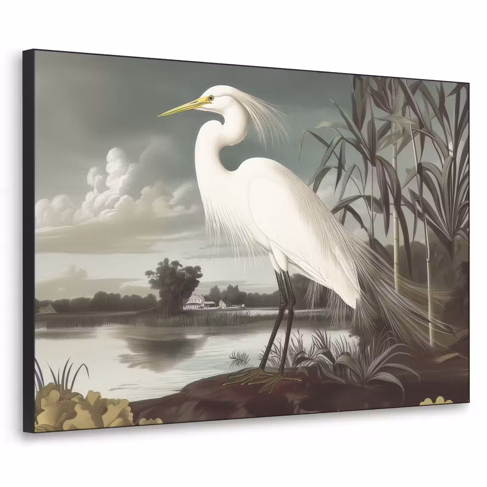 Art Frame - Reiger - Planten - Wolken - Wit — 1
