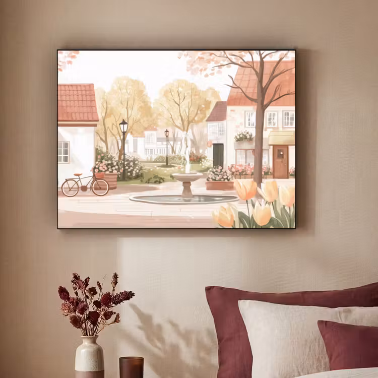 Art Frame - Dorpsplein - Fontein - Tulpen — 3