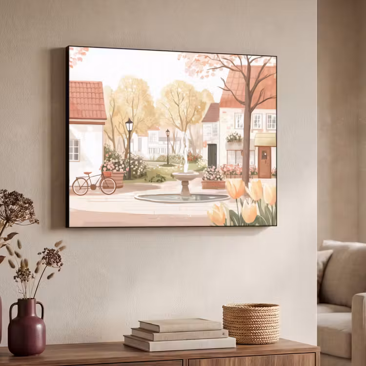 Art Frame - Dorpsplein - Fontein - Tulpen — 7