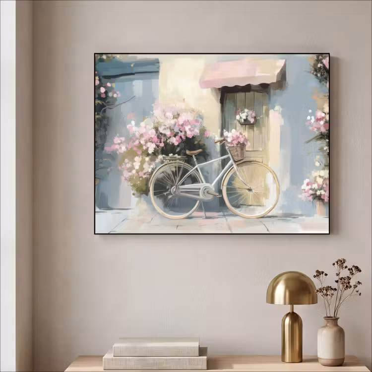 Art Frame - Fiets - Pastelkleuren - Bloemen — 5