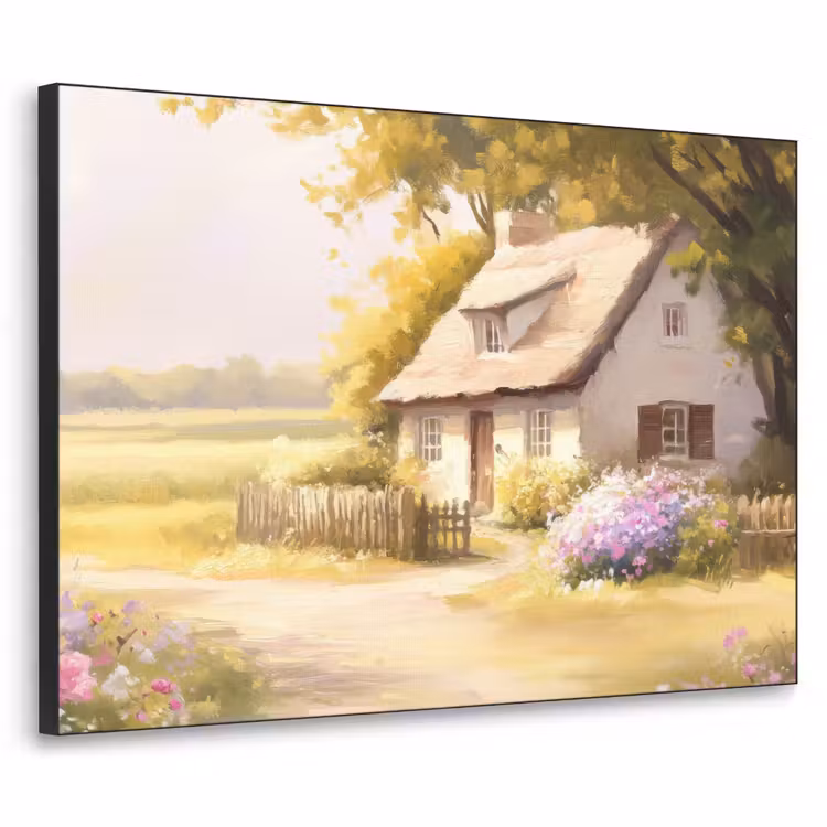 Art Frame - Huisje - Hout - Bloemen — 1