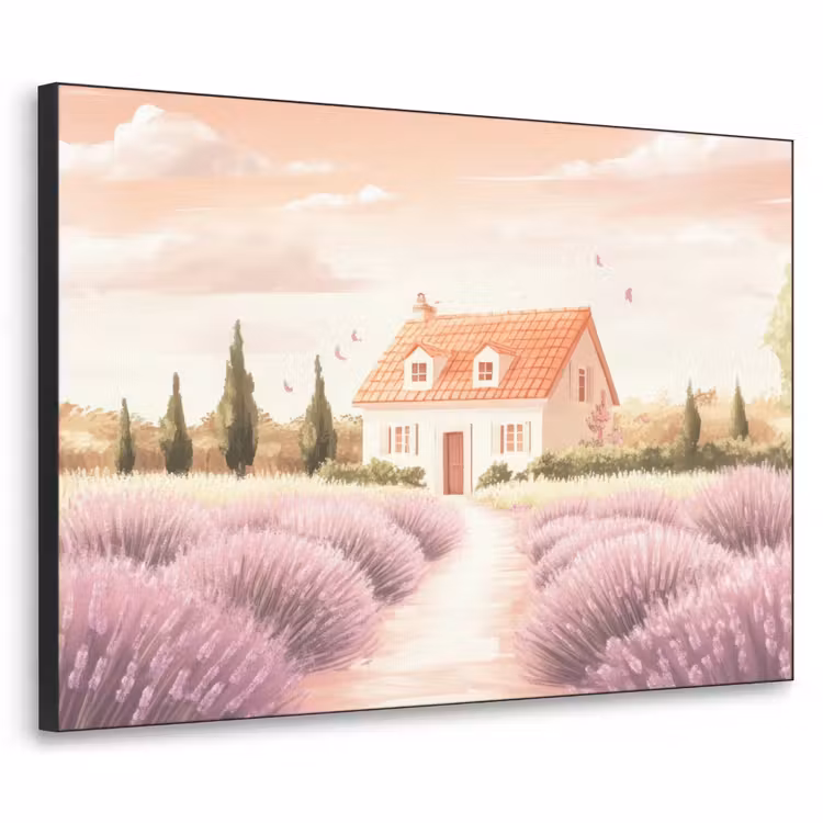 Art Frame - Lavendelveld - Huis - Paars — 1