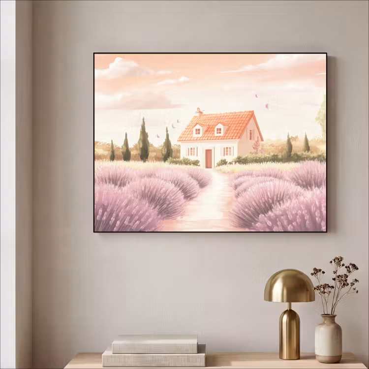 Art Frame - Lavendelveld - Huis - Paars — 5