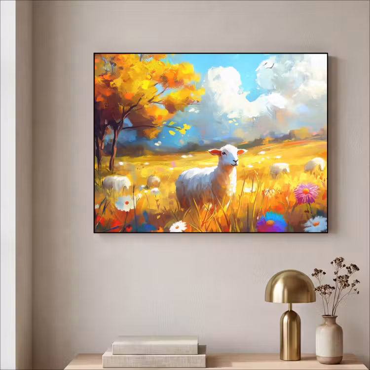 Art Frame - Schaap - Weide - Bloemen — 5