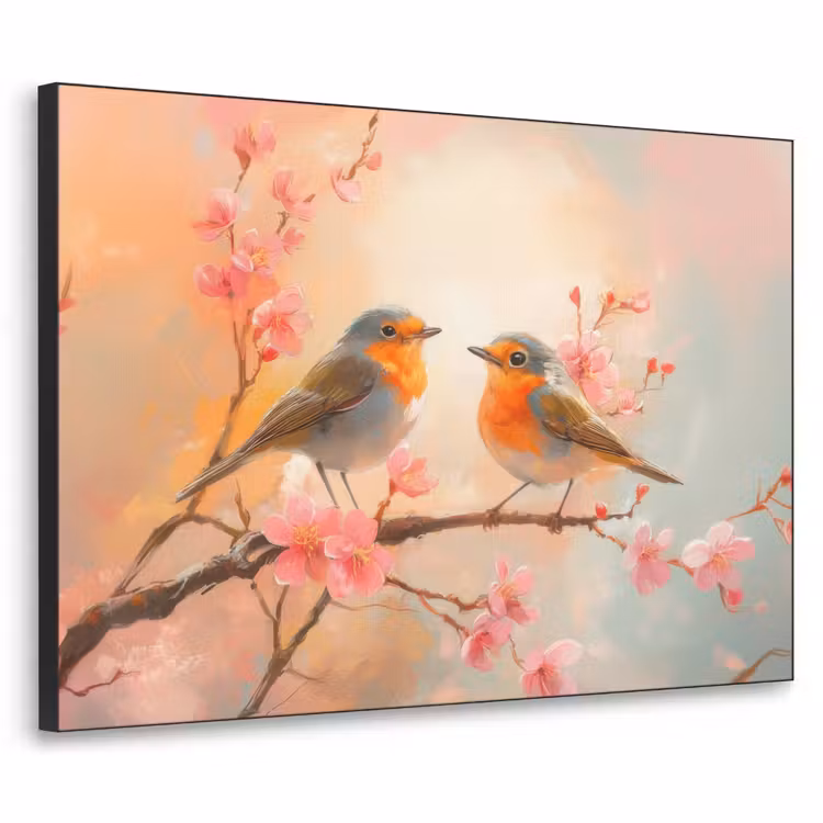 Art Frame - Roodborstjes - Sierlijk - Bloesemtak — 1