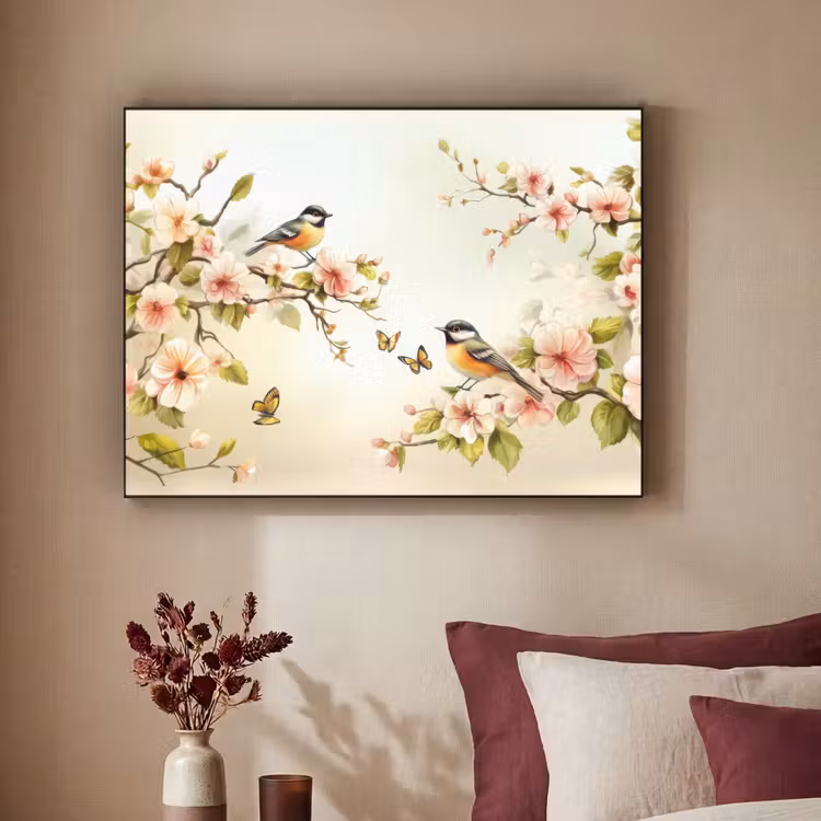 Art Frame - Takken - Bloemen - Vogeltjes - Roze — 3