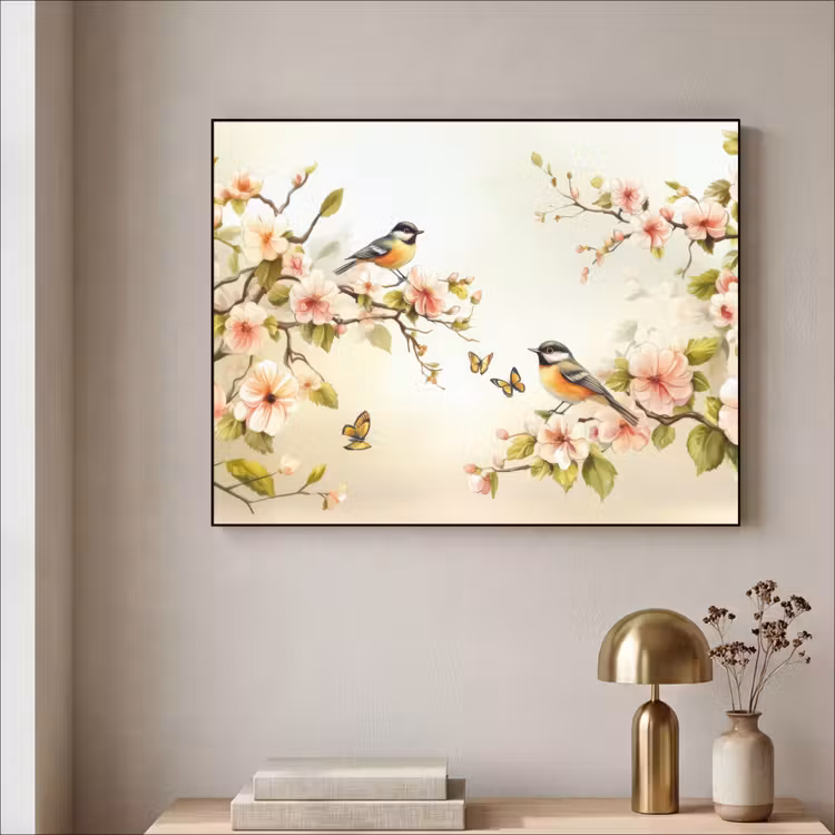Art Frame - Takken - Bloemen - Vogeltjes - Roze — 5