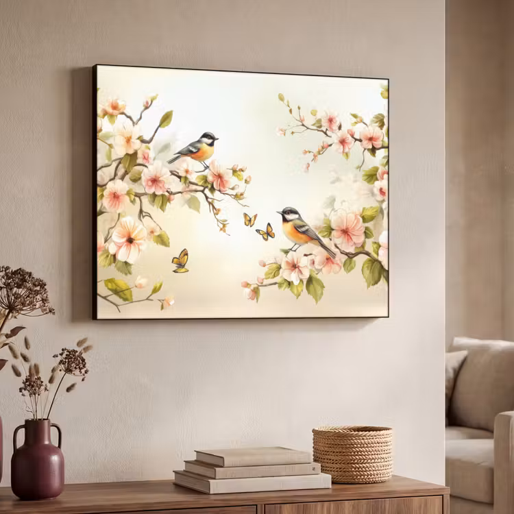 Art Frame - Takken - Bloemen - Vogeltjes - Roze — 7