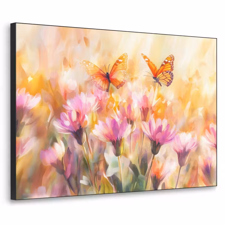 Art Frame - Vlinders - Oranje - Bloemen — 1