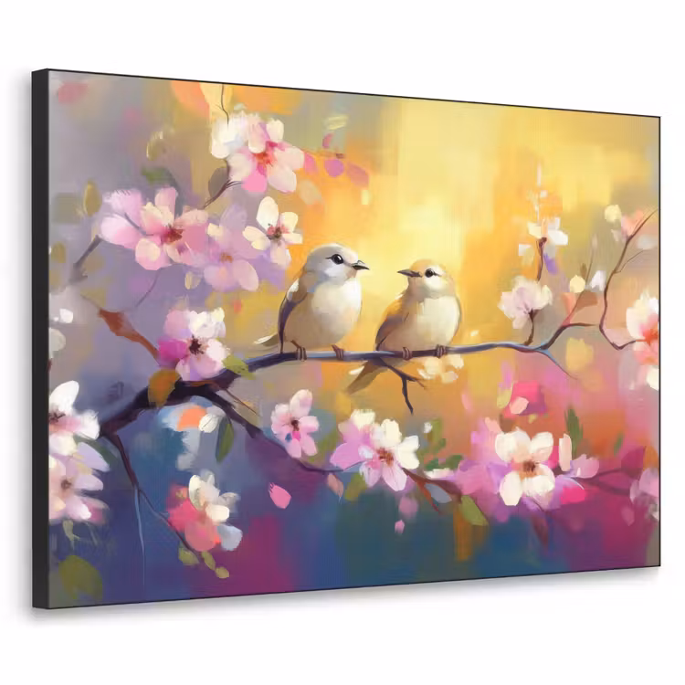 Art Frame - Vogels - Bloemen - Roze — 1