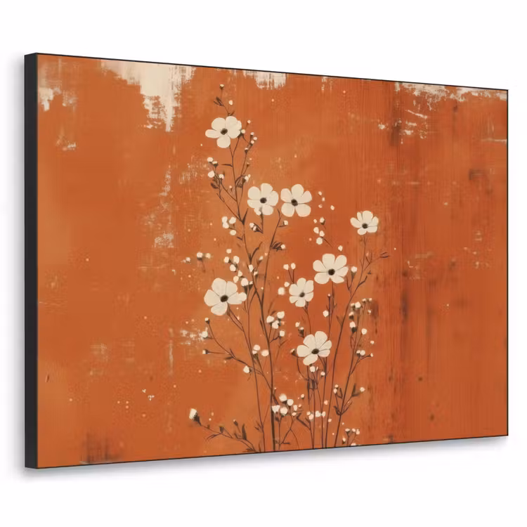 Art Frame - Bloemen - Wit - Subtiel - Roestkleur — 1