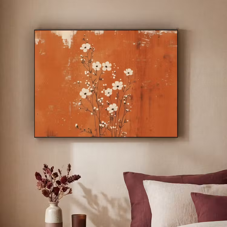 Art Frame - Bloemen - Wit - Subtiel - Roestkleur — 3