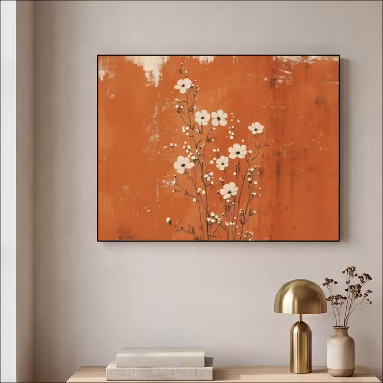 Art Frame - Bloemen - Wit - Subtiel - Roestkleur — 5