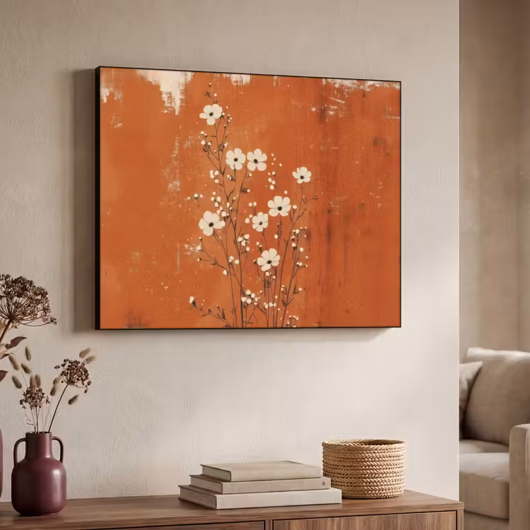 Art Frame - Bloemen - Wit - Subtiel - Roestkleur — 7
