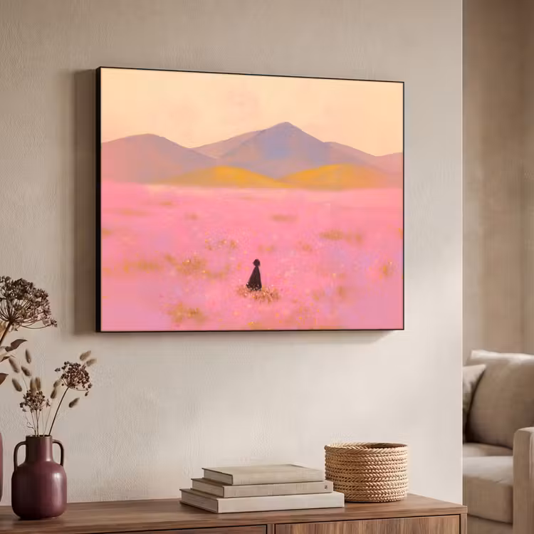 Art Frame - Bloemenweide - Heuvels - Silhouet - Roze — 7
