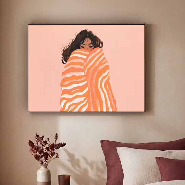 Art Frame - Meisje - Deken - Gestreept - Oranje — 3