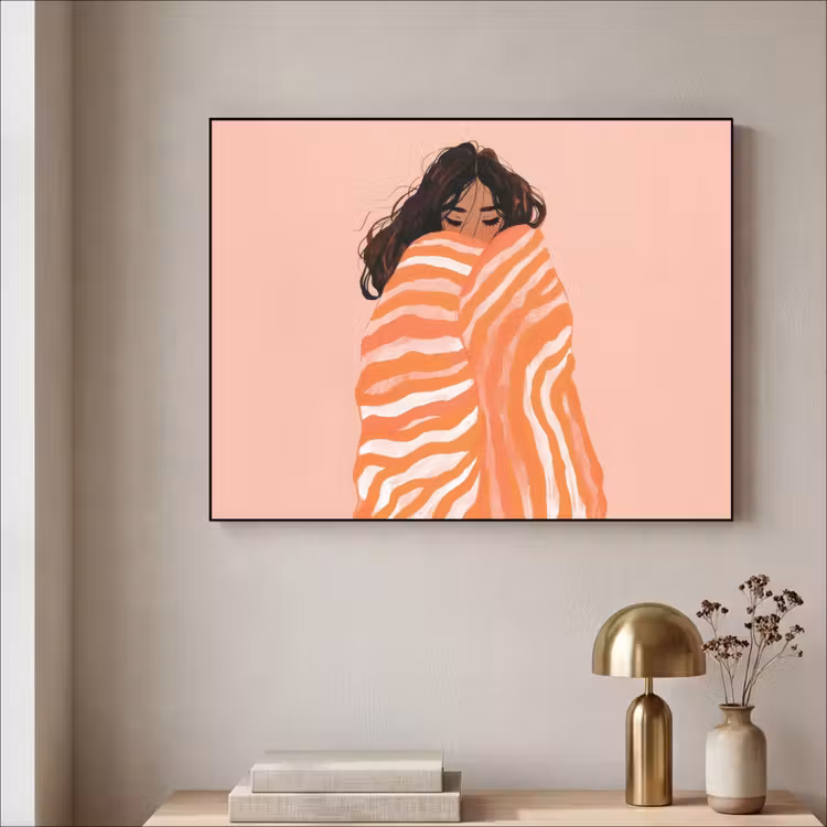 Art Frame - Meisje - Deken - Gestreept - Oranje — 5