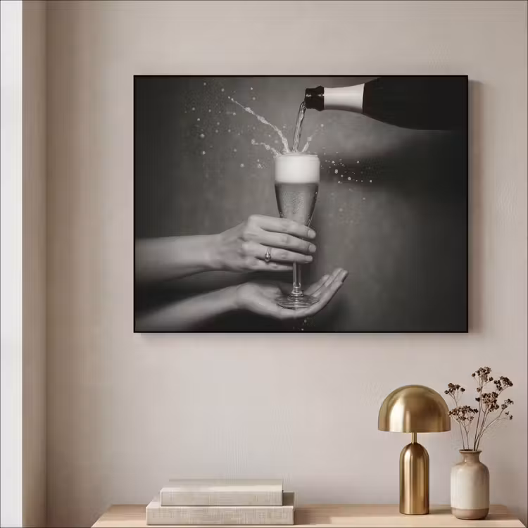 Art Frame - Champagnefles - Glas - Minimalistisch - Spetters — 5