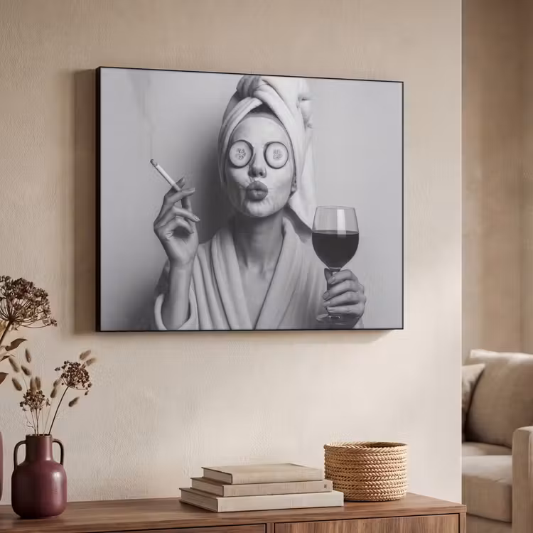 Art Frame - Vrouw - Masker - Wijn - Sigaret — 7