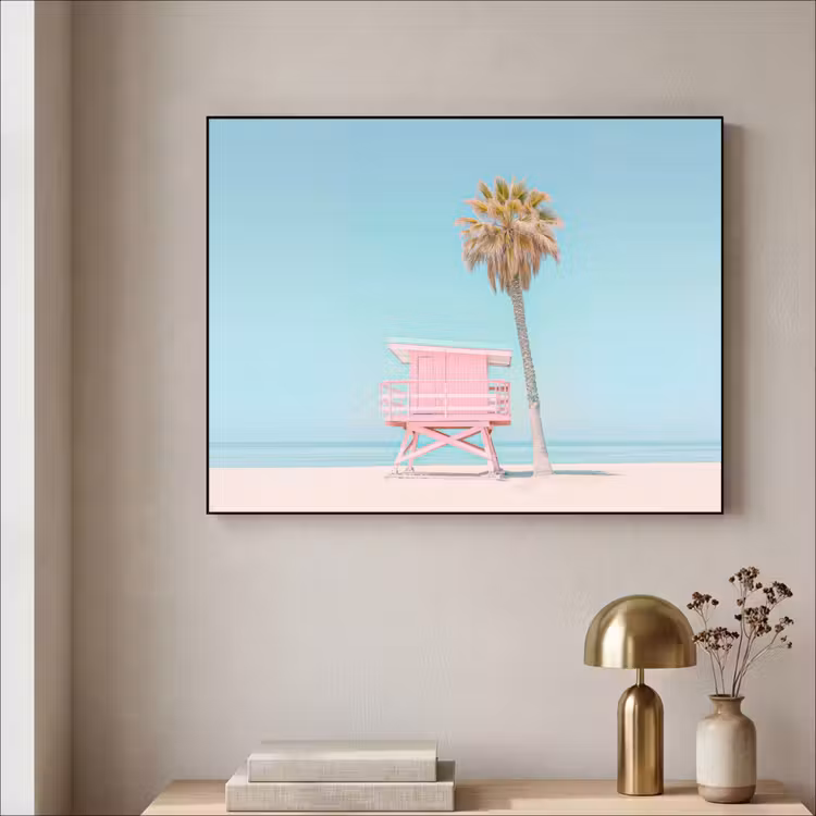 Art Frame - Palmboom - Strandhuis - Roze — 5