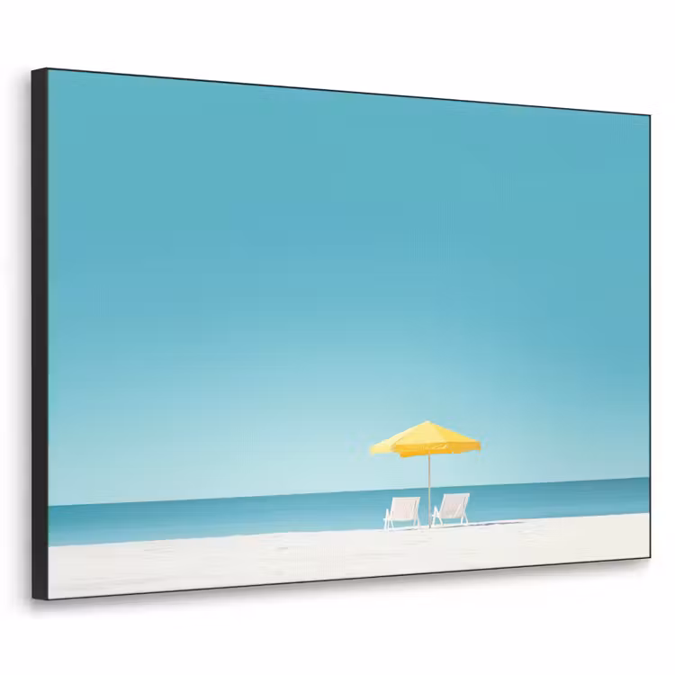 Art Frame - Strand - Blauwe lucht - Geel - Parasol — 1