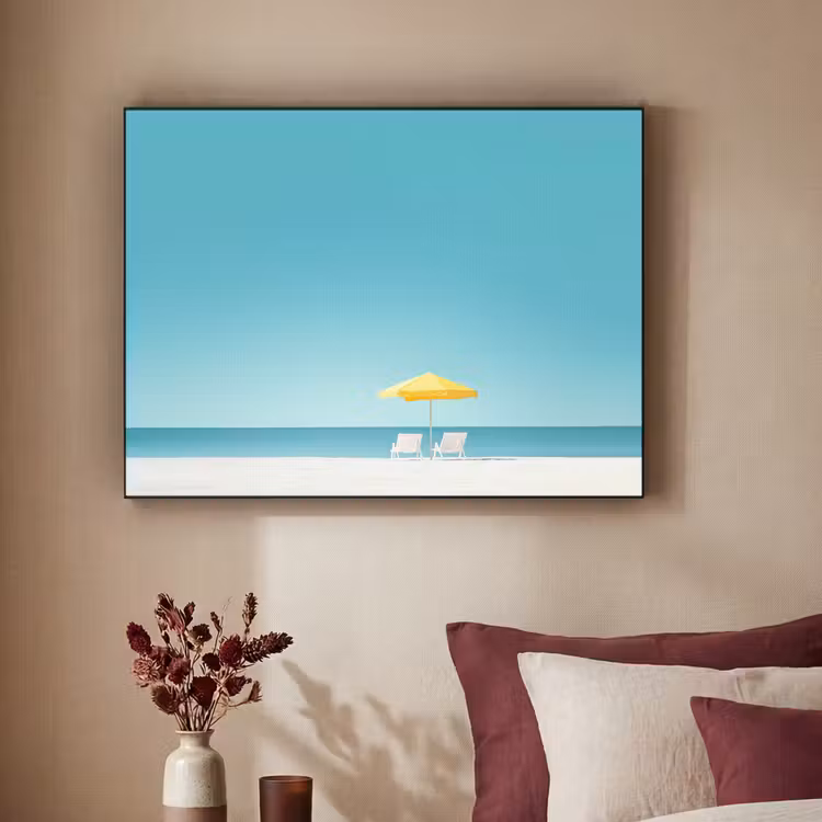 Art Frame - Strand - Blauwe lucht - Geel - Parasol — 3